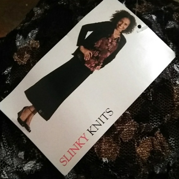 White Stag Black & Brown Lace Top with 3/4 Sleeves - L - NWT - Picture 6 of 8